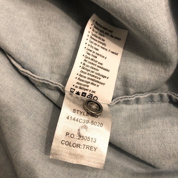 Paige Layda Denim Ruffle Shirt - Size M - Picture 9 of 9